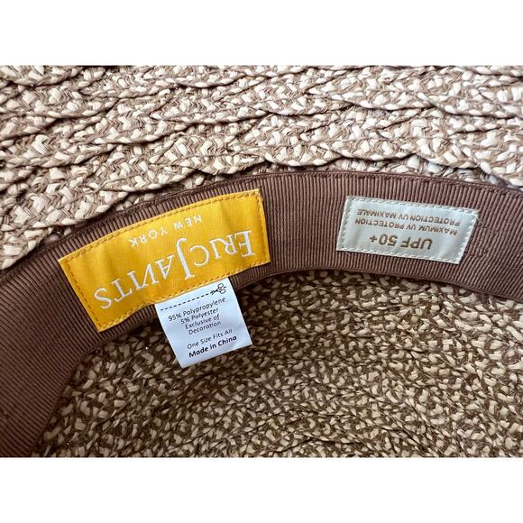 ERIC JAVITS Womens Valeria Raffia bucket hat UPF50+ Peanut / Natural NWOT Unused - Picture 6 of 6